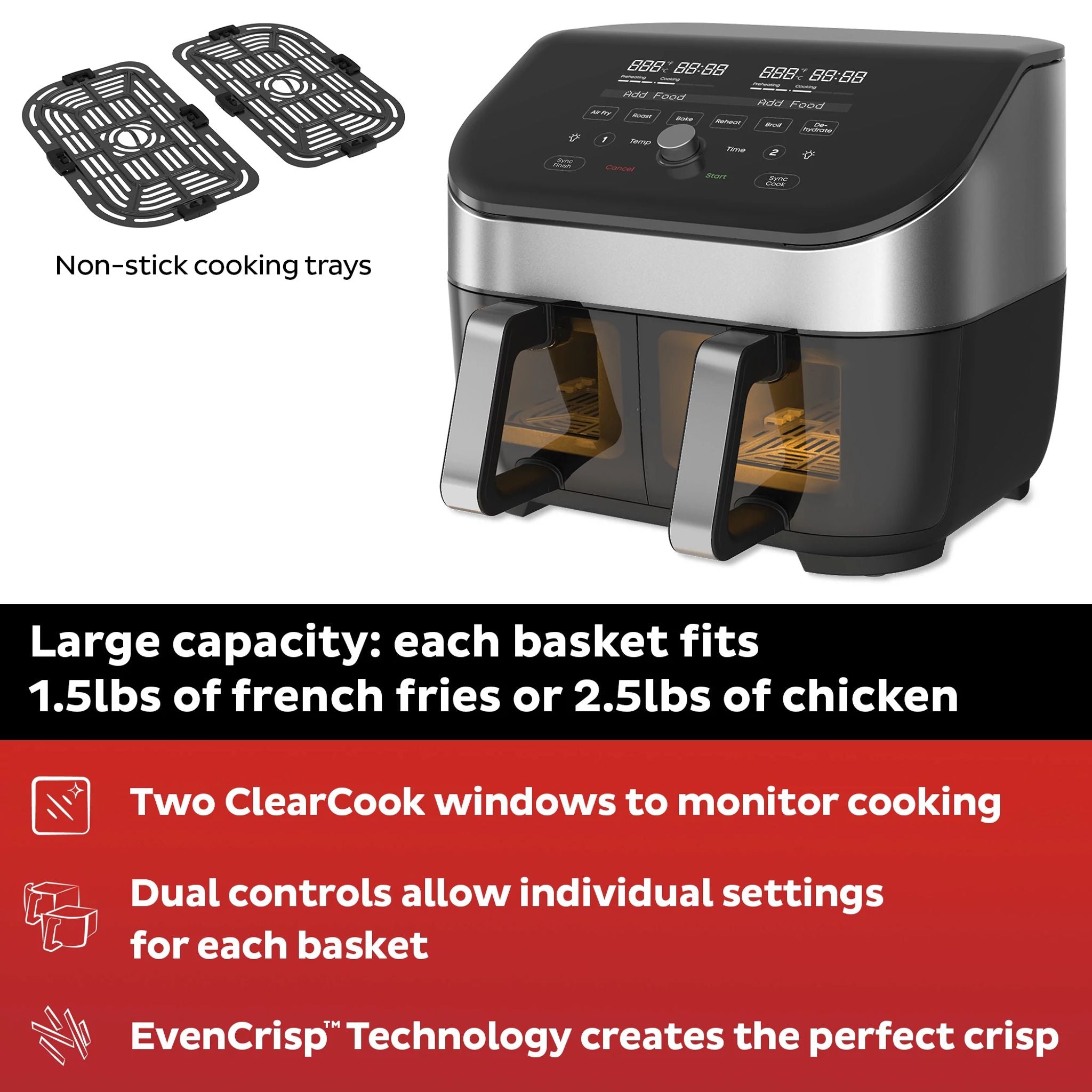 Instant Pot® Vortex® Plus Dual 8QT Stainless Steel Air Fryer with ClearCook
