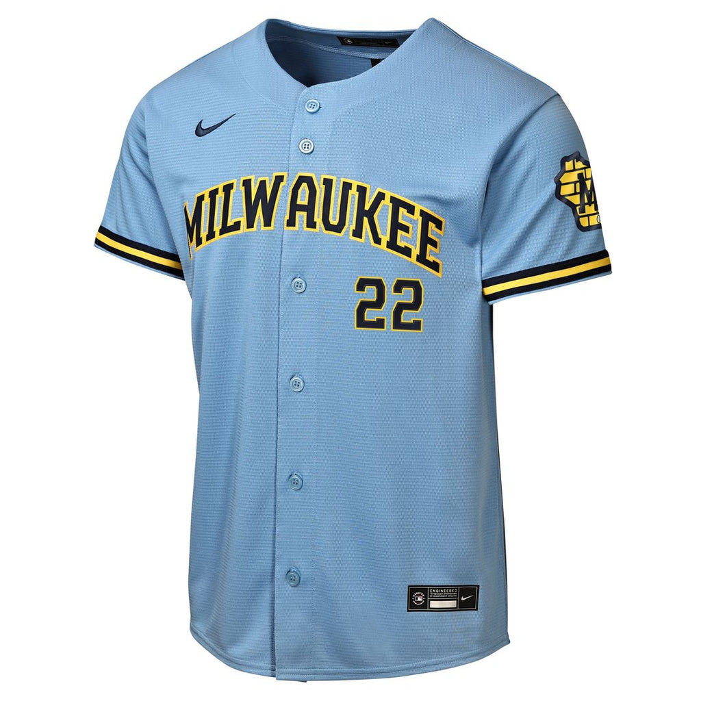 Milwaukee Brewers Christian Yelich Nike Youth Road Stadium Jersey - Powder Blue