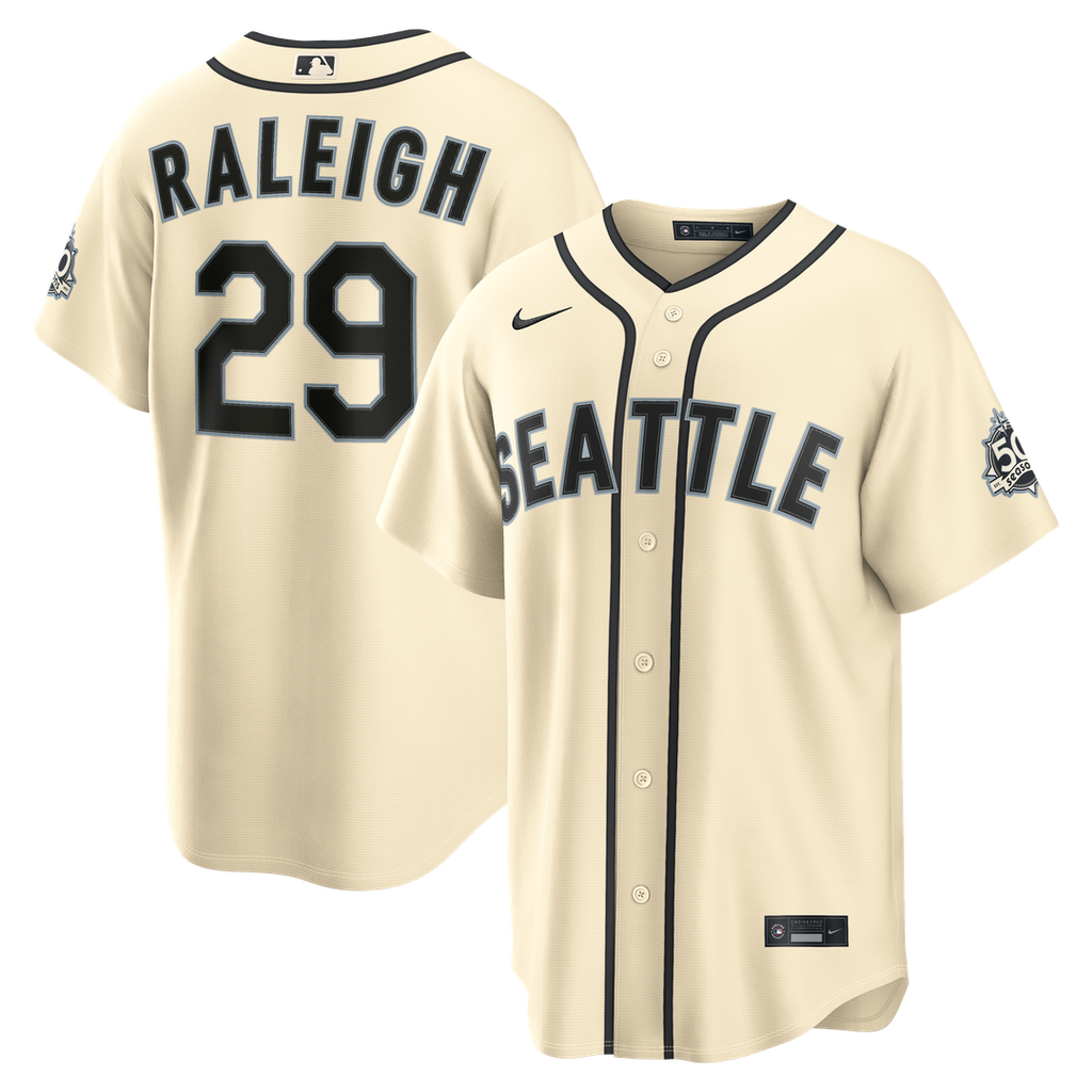 Seattle Mariners Cal Raleigh Nike Alternate 50th Season Patch Stadium Jersey - Teal
